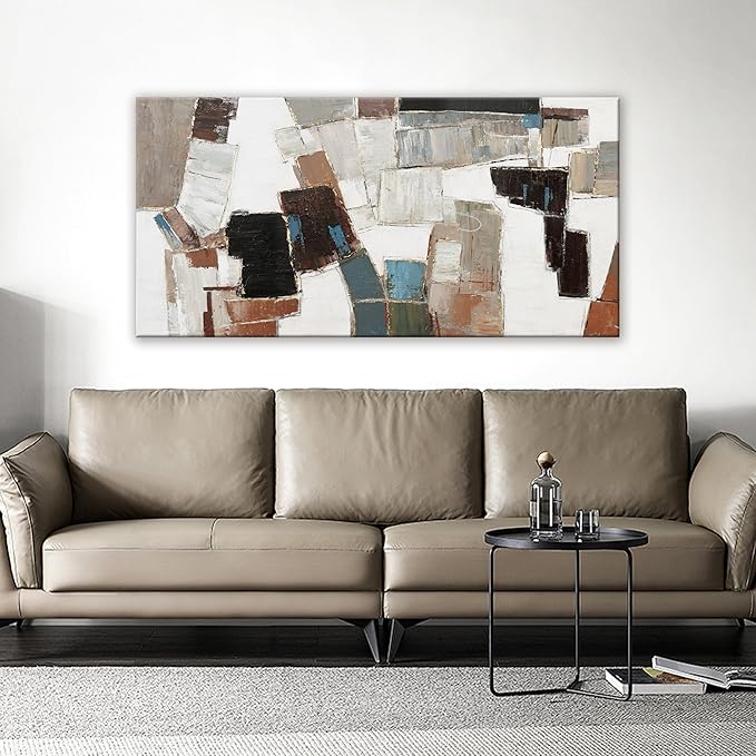 Dimpaga Abstract Wall Art Pictures for Living Room Wall Decor Modern Wall Art Decor Minimalist Geometric Line Artwork for Walls Textured Wall Art Prints Bedroom Office Wall Decor 24"X48"-Ruum Studio Home
