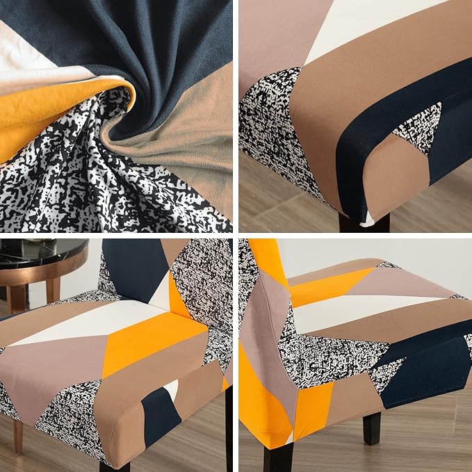 JQinHome Dining Chair Covers Set of 4,Magic Cube High Stretch Removable Washable Parsons Chair Slipcover for Dining Room Home Party Hotel Wedding Ceremony (Geometric Patterns)-Ruum Studio Home