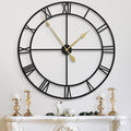 LEIKE 40 Inch Extra Large Modern Wall Clock, Oversize Rustic Round Nearly Silent Battery Operated, Black Metal Roman Numerals Wall Clocks for Living Room, Bedroom, Entrance Home Decor-Ruum Studio Home