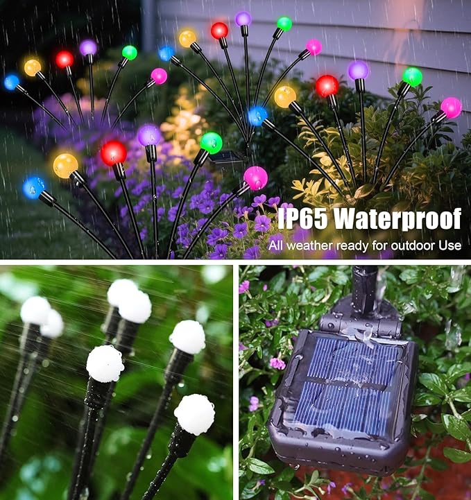 Solar Garden Lights Outdoor Decor, 24 LEDs Solar Firefly Light, Multicolor Changing RGB Swaying Lights Outdoor Waterproof, 4 Pack 6 Heads Christmas Garden Decorative for Yard Patio Pathway Lawn Decor-Ruum Studio Home