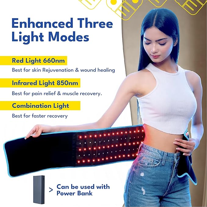Red Light Therapy Belt with 126 High-Intensity LEDs for Targeted Relief, 660nm & 850nm Infrared Light, Heat and Vibration for Back, Waist, and Muscle Recovery, FSA HSA Eligible-Ruum Studio Home