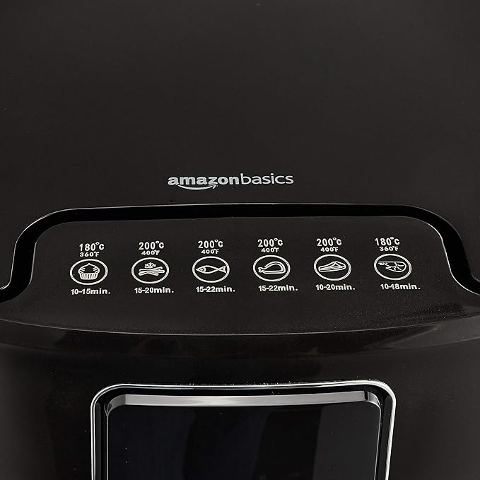 Amazon Basics 3.2 Quart 6-In-1 Air Fryer (Fry, Crisp, Roast, Bake, Reheat, Dehydrate), Non-Stick, with Timer, Auto Shut-Off, Digital Touch Screen, 180-400°F, 1400W, Black/Silver-Ruum Studio Home