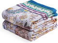 Boho Throw Blanket 91" x 98", 100% Organic Cotton Breathable Ultra Soft Bed Purple Quilt Throw - All Season Luxury Floral Farmhouse Decor Blanket for Sofa Couch Chair and Gift.-Ruum Studio Home