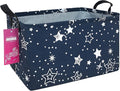 Rectangular Storage Basket Fabric Organizer Bin for Toys,Books,Clothes,Gifts,Pets-Perfect for Home,Office,Nursery,Dorm,Shelf(Rec-Blue star )-Ruum Studio Home