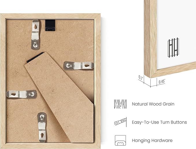HAUS AND HUES Natural Wood Frames 5x7 Set of 4 - Bulk Photo Frames with Beige Oak Finish-Ruum Studio Home