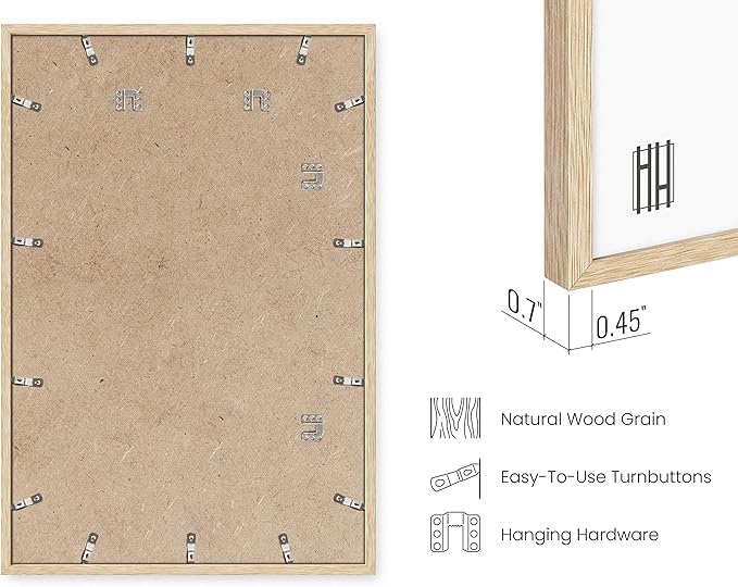 HAUS AND HUES 24''x36'' Beige Oak Wood Frames Set of 1 - 24x36 Natural for Posters, Frame Wood, Poster Wall, Light Picture (Beige Oak)-Ruum Studio Home