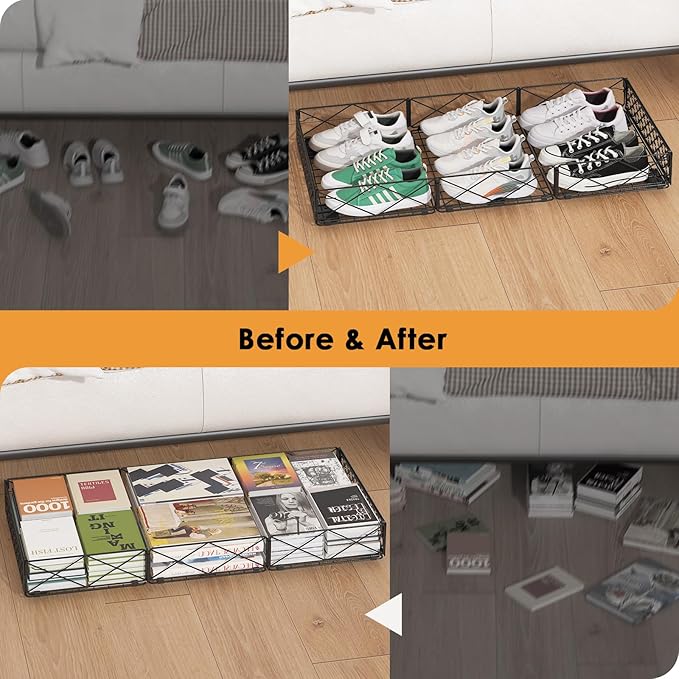 NADAMOO Large Under Bed Storage with Wheels, Low Profile Rolling Under Bed Storage Containers，Foldable Metal Under the Bed Organizer Bins for Bedroom，2 Packs-Ruum Studio Home