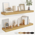 fuqing Floating Shelves for Wall, Bathroom Shelf Wall Mounted for Storage, Shelves with Invisible Bracket for Bedroom, Kitchen, Living Room, Farmhouse Small Book Shelf, 36 Inch Set of 2, Oak-Ruum Studio Home