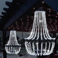 Hanging Solar Chandelier Outdoor, 30 Cool White Lights Acrylic Clear Beaded Chandelier with S Hooks Modern Lantern for Garden Yard Patio Gazebo Decorations, 28”H-Ruum Studio Home