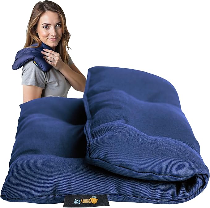 SunnyBay USA-Made 4-lbs Lava Sand Microwave Heating Pad with Organic Cotton Fabric for Cramps and Body Pain, Superior Heat Retention, Washable, Odorless, Weighted, 8x12 Inches-Ruum Studio Home