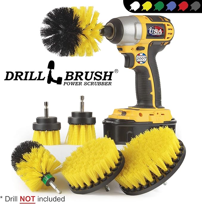 Drill Brush Attachments for Cleaning Shower, Bathroom, Grout, Tile, Bathtub, Bath Mat, Sink, Tile, Porcelain, Fiberglass, Cast Iron, Flooring – Grout Cleaner Drill Brush Set - Bathroom Accessories Kit-Ruum Studio Home