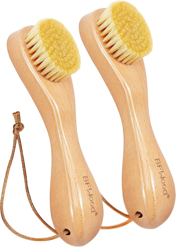 BFWood 2PCS Laundry Stain Brush - Natural Soft Boar Bristles, Removes Tough Stains from Delicate Fabrics Like Knits, Cotton, and Linens, Gentle on Fabrics, No Damage-Ruum Studio Home