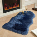 AMTOVO Faux Fur Rug, Dark Blue Area Rug, Fluffy Sheepskin Rug, Fuzzy Ultra Soft 2 x 4 ft Shag Rugs for Bedroom Sofa Throw Cushion Room Decor, Sheepskin-Ruum Studio Home