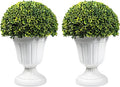 Sunnyglade 2 PCS 23”Artificial Plastic Boxwood Ball Tree，Faux Potted Decorative Topiary Plant，UV Resistant Fake Plant in Pot for Home Gate Indoor Outdoor Patio Office Decor-Ruum Studio Home