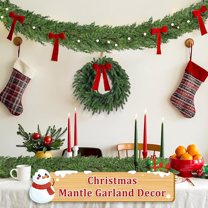 9 Ft Real Touch Christmas Garland Indoor with Pine Cone,Thick and Lush，Soft Bendable Mantle Garland Christmas, Lifelike Cedar Garland, Christmas Garland for Mantle,Indoor Christmas Decorations-Ruum Studio Home
