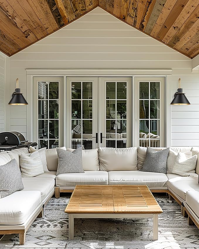 Industrial Wall Sconce Set of 2, HWH Modern 1-Light Bathroom Vanity Light Fixtures, Single Wall Sconce for Bedroom, Balcony, Over Mirror, Kitchen Sink, Black and Gold Finish, 5HZG56B-2 BK+BG-Ruum Studio Home