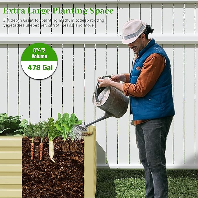 8x4x2 ft Outdoor Raised Garden Bed, Large Metal Planter Raised Beds, Planters for Outdoor Plants for Vegetables, Flowers, Herbs, Fruits, and Succulents.(2 Pcs,Yellow)-Ruum Studio Home