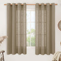 LAMIT Linen Curtains 63 Inch Length 2 Panels for Bedroom, Semi Sheer Drapes Light Filtering Neutral Window Treatments with Bronze Grommet for Living Room Rustic Country Decor, Taupe, 52 X 63 Inch-Ruum Studio Home