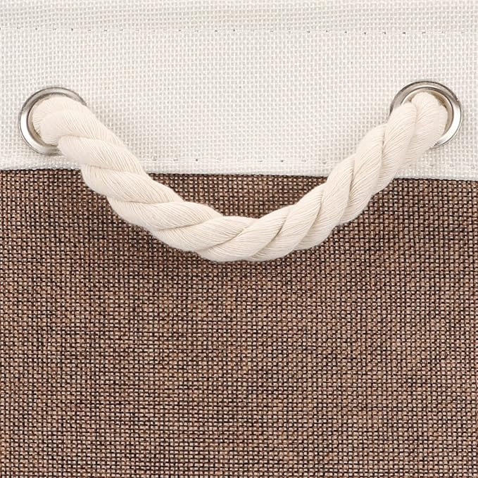Bidtakay Large Storage Baskets with Handles for Organizing 16" x 11.8" x 11.8" Rustic Shelf Baskets [2-Pack] Foldable Clothes Baskets Fabric Collapsible Bins for Closet (White&Earthy Brown)-Ruum Studio Home