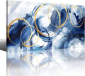 AJAZIKO Blue Abstract Wall Art Modern Art Wall Decor Artwork For Walls Living Room Large Painting Size 20x40 Office Pictures For Wall Navy Gold Contempor Decorations For Bedroom-Ruum Studio Home