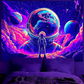 BVBOX Astronaut Space Blacklight Tapestry 79"x59", UV Reactive Astronaut Universe Planet Glow in Dark Tapestries, Black Light Neon Upright Poster Wall Hanging Backdrop Decor for Bedroom Living Room-Ruum Studio Home