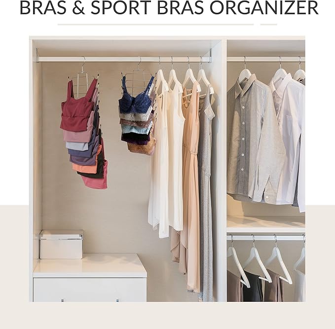 ZEDODIER 2 Pack Tank Top Hanger, Space Saving Bra Hanger, Non-Slip Hanging Sport Bras Holder, Closet Organizers and Storage for Camisoles Tank Tops Bras Ties Swimsuits Strappy Dress, Silver-Ruum Studio Home