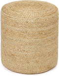 REDEARTH · Cylindrical Pouf Ottoman - Braided Pouffe Accent Sitting Round Footrest for Living Room, Bedroom, Nursery, kidsroom, Patio, Gym; 100% Jute (14.5"X14.5"X16"; Natural)-Ruum Studio Home