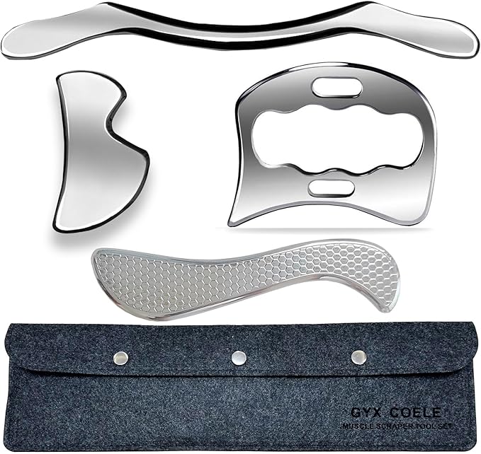 Muscle Scraper IASTM Tool Set (4-Piece) gua sha Stainless Steel fascial Release Tool deep Soft Tissue Massage Tool Set-Ruum Studio Home