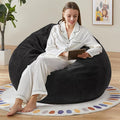 Hobestluk 3.5FT Bean Bag Chair Adult Bean Bag Chair Large Bean Bag Chair with Filler Included Teardrop Bean Bag with Removable Cover for Bedroom Living Room - (Large, Black)-Ruum Studio Home