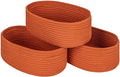 Shelf Storage Baskets for Organizing|Decorative Basket for Closet Storage|Toy Baskets&Bins|Small Woven Rope Baskets-13x8.66x5.11’’,Durable&Stylish,Oval 3 Packs Brick Red-Ruum Studio Home