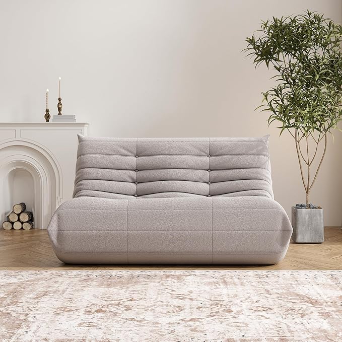 Bean Bag Chair for Adults, Oversized Loveseat Fireside Chair Comfy Lazy Floor Sofa, 2 Seater Lazy Sofa Couch Memory Foam Bean Bag for Living Room, Bedroom Apartment Office (Grey)-Ruum Studio Home