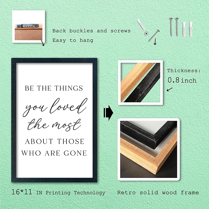 LuZhiQiang Be The Things You Loved The Most Sign Wall Decor 16"×11" About Those Who Are Gone Wood Framed Hanging Art (Black)-Ruum Studio Home
