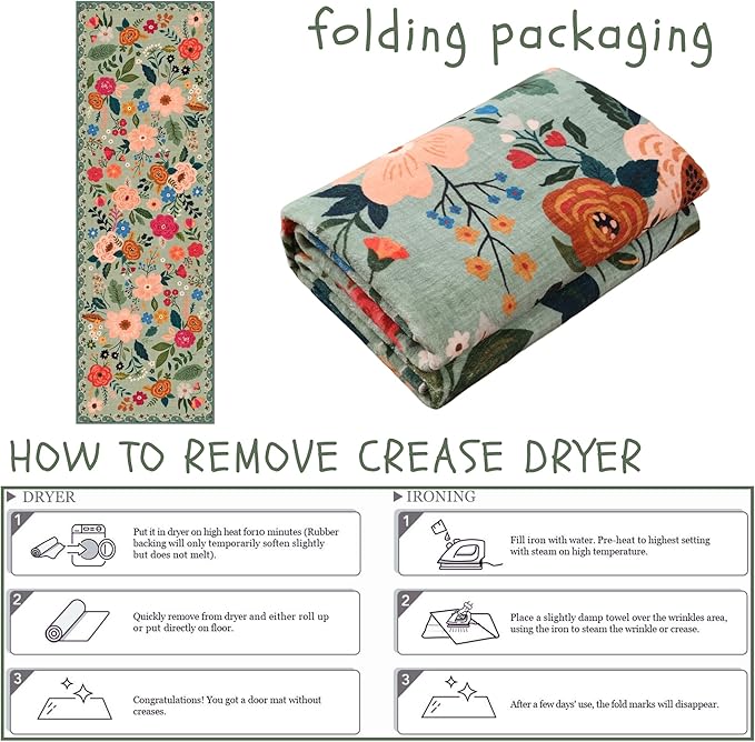 Runner Rug for Hallways Kitchen Rug Non Slip 2'6''x8' Washable Runner Rugs with Rubber Backing Soft Floral Carpet Runner for Hallways, Kitchen, Laundry, Bedroom, Bathroom(Green)-Ruum Studio Home