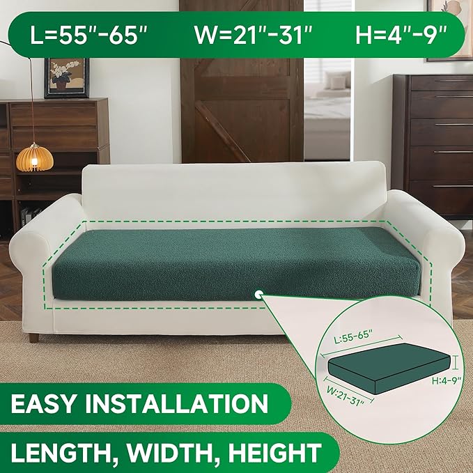 Couch Cushion Covers for Sectional Sofa, Stretch Soft Sofa Slipcovers Washable Wear-Resistant Universal Furniture Protector for Living Room(1 Piece Large Cover, Green)-Ruum Studio Home