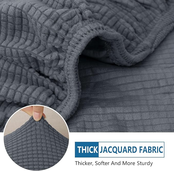 hyha Waterproof Couch Cushion Covers for Pets, Non Slip Sofa Seat Cover for Dogs Washable, Soft Thick Stretch Jacquard Fabric, Sofa Slipcovers with Elastic Bottom (3 Pieces, Grey)-Ruum Studio Home