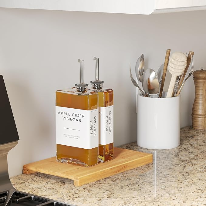 New England Stories Kitchen Cooking Oil Dispenser Set, Olive Oil and Vinegar Bottles, Soy Sauce Dispenser - 2 Pieces, Silver, Durable & Stylish Design-Ruum Studio Home
