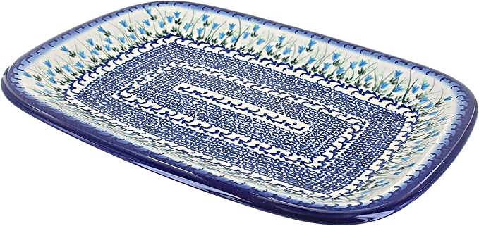 Blue Rose Polish Pottery Misty Large Rectangular Serving Platter-Ruum Studio Home