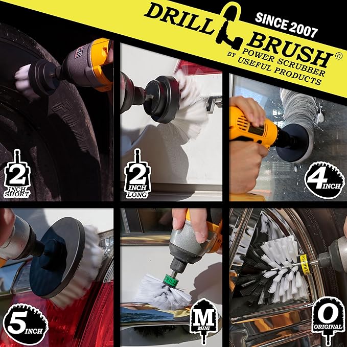 Drill Brush – Ultimate Car Wash Kit - Cleaning Supplies – Car Carpet - Truck Accessories - Wheel Brush - Motorcycle Accessories - Car Mats - Spin Brush - Interior Leather, Vinyl, Upholstery, Fabric-Ruum Studio Home