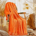 inhand Fall Throw Blanket Burnt Orange for Couch, Soft Living Room Home Decor Knitted Twin Size Blanket, Outdoor Lightweight Breathable Summer Blanket, Farmhouse Warm Woven Decorative, 60"x80"-Ruum Studio Home