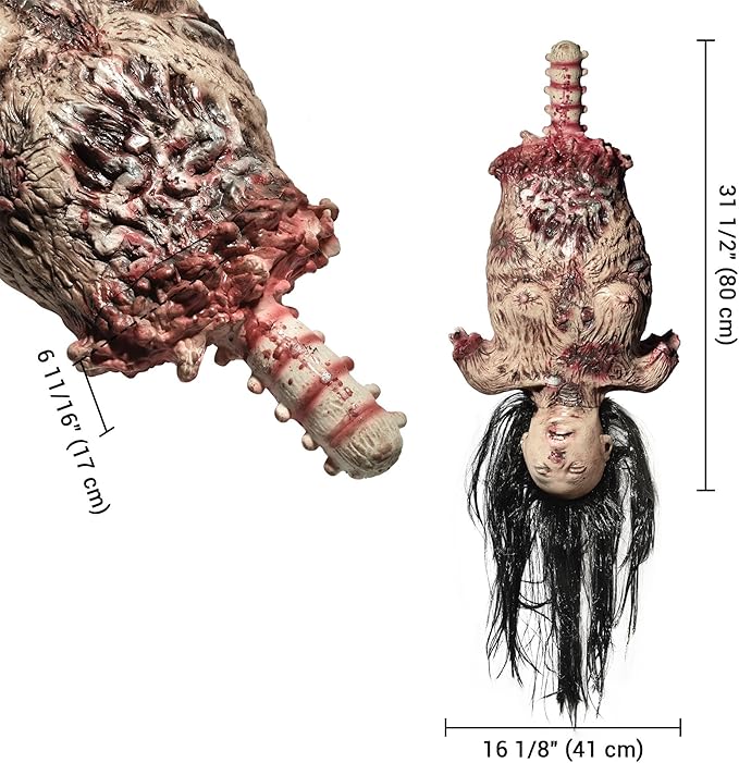 AW 32" Halloween Prop Limbless Woman Corpse Hanging Half Body Haunted House Party Yard Outdoor Decoration 2025-Ruum Studio Home