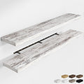 RICHFOCUS 72Inch Floating Shelves for Wall 2 Pack Shelves for Bedroom|Kitchen|Bathroom Wall Mounted Rustic Distressed Wood Floating Shelf with Invisible Brackets for Books|Storage|Decor, Rustic-Ruum Studio Home