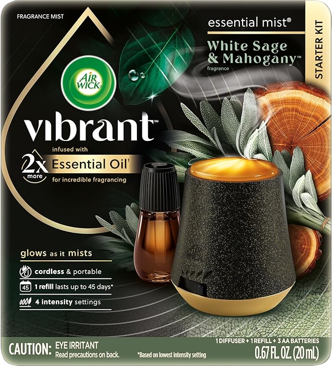 AIR WICK Essential Mist - Starter Kit White Sage & Mahogany, Air Freshener, Essential Oils-Ruum Studio Home