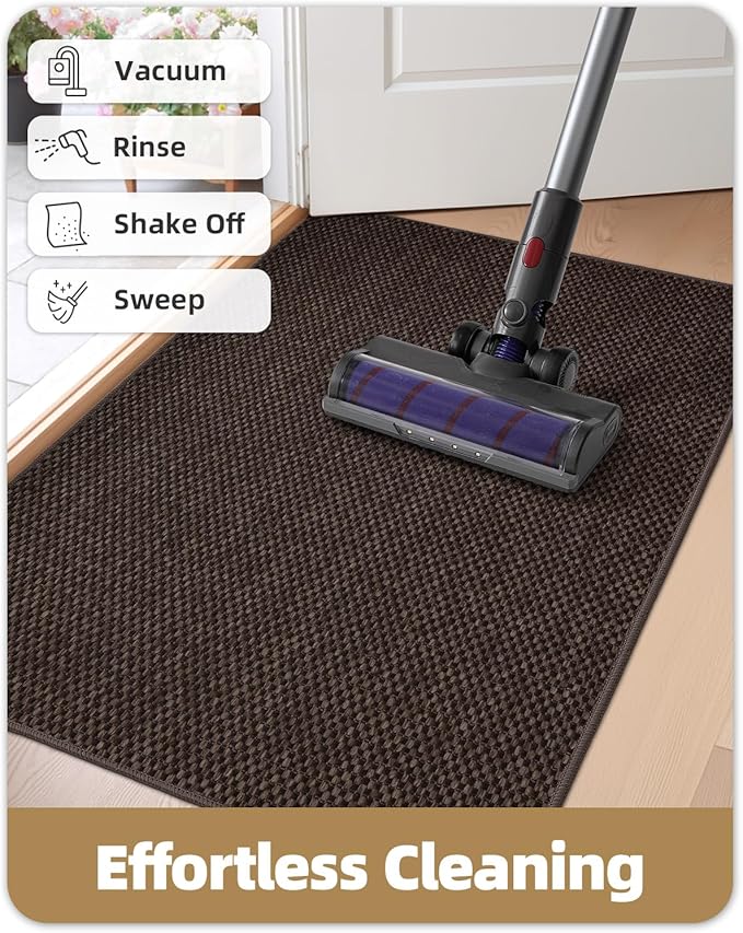 Color&Geometry Door Mat 17"x29", Front Door Mat Indoor Rugs for Entryway, Non Slip Washable Low-Profile Inside Doormat, Entry Mat Entry Rug Door Mats Indoor Entrance, Brown (Rolled-up NO Creases)-Ruum Studio Home