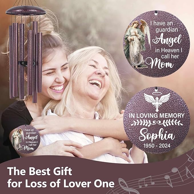 ASTARIN 36" Large Deep Tone Personalized Sympathy Wind Chimes, Memorial Wind Chime for Loss of Mother Father Loved One, Angel Bereavement Gifts Decor Outdoor Patio Garden Graveyard-Ruum Studio Home
