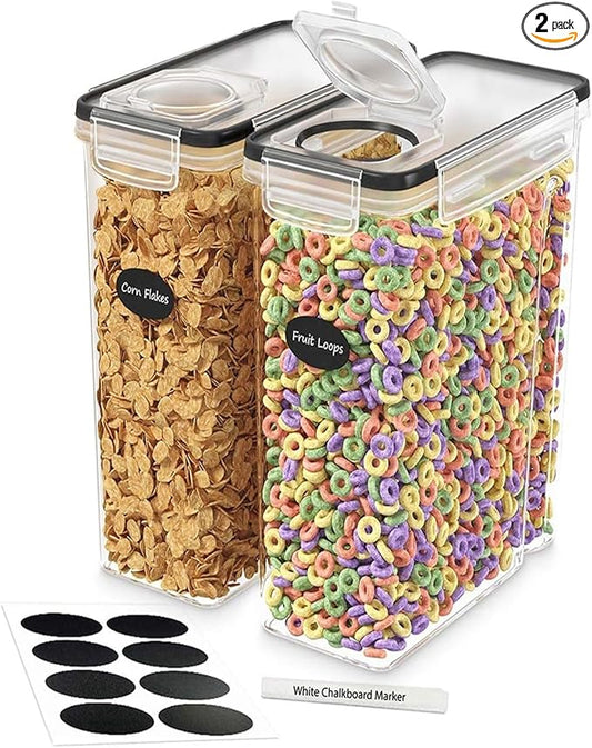 Cereal Containers Storage 2 Pack 135 fl. oz Cereal Dispenser Countertop, Airtight Food Storage Containers for Pantry Organization and Storage, Bpa-free Cereal Storage Container with Marker & Labels-Ruum Studio Home