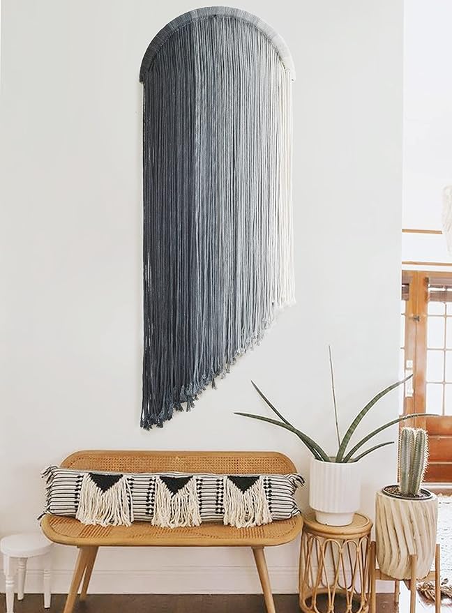 Macrame Wall Hanging Dip Dyed Macrame Decor for Living Room Bedroom Boho Decor 20"-Ruum Studio Home