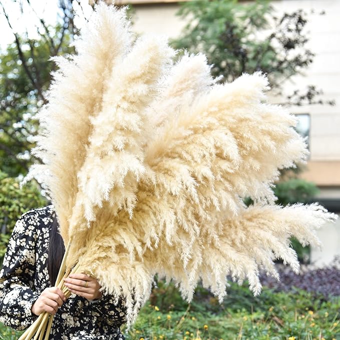 40" 11 PCS Dried Pampas Grass Decor Tall,Large Natural Beige pompas Grass,Tall Pampas Grass for Floor Vase,Wedding,Party,Farmhouse,Boho Home Decor,and Creating a Bohemian Ambiance-Ruum Studio Home