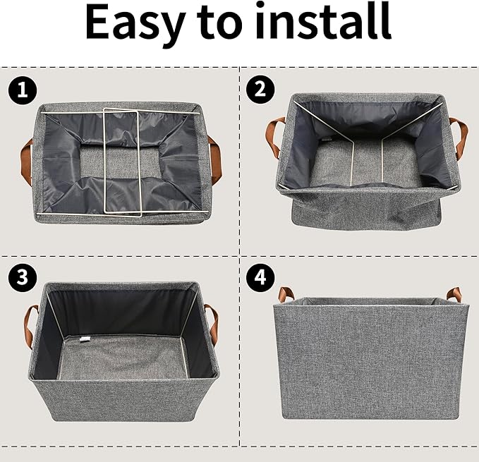 GRANNY SAYS Storage Baskets for Shelves, Closet Organizer Bins, Clothes Storage Bins with Metal Frame, Extra Large Baskets for Organizing and Storage, Collapsible, Gray, 2-Pack-Ruum Studio Home