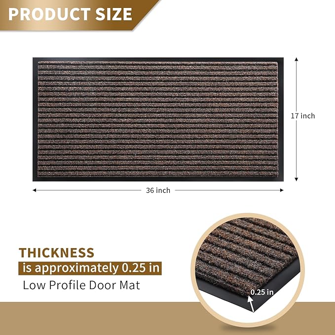 Yimobra Front Door Mat Outdoor Indoor Entrance, 100% Waterproof All-Season All Weather Doormat, Welcome Matt Outside Entry, Non Slip, Low Profile, Heavy Duty Patio Porch Floor Mats,36 x 17-Ruum Studio Home
