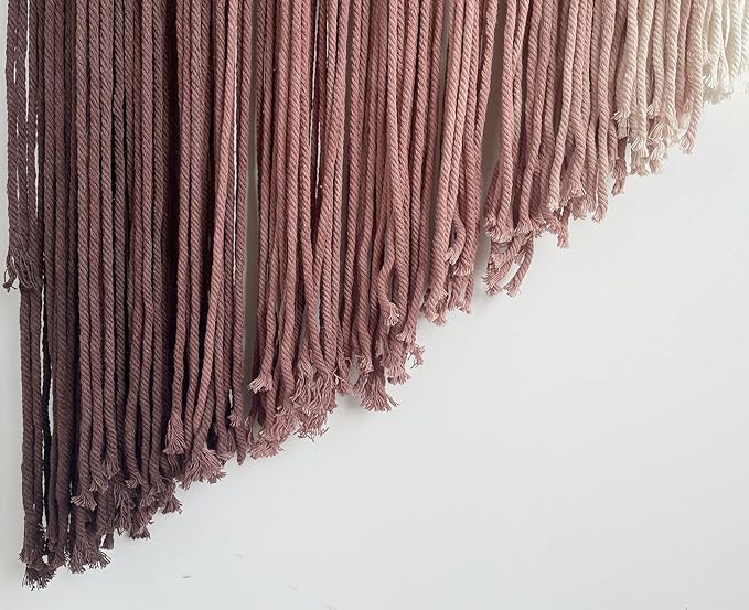 Macrame Boho Wall Decor - Pink Yarn Wall Hanging, 20" Circle Hoop-Ruum Studio Home